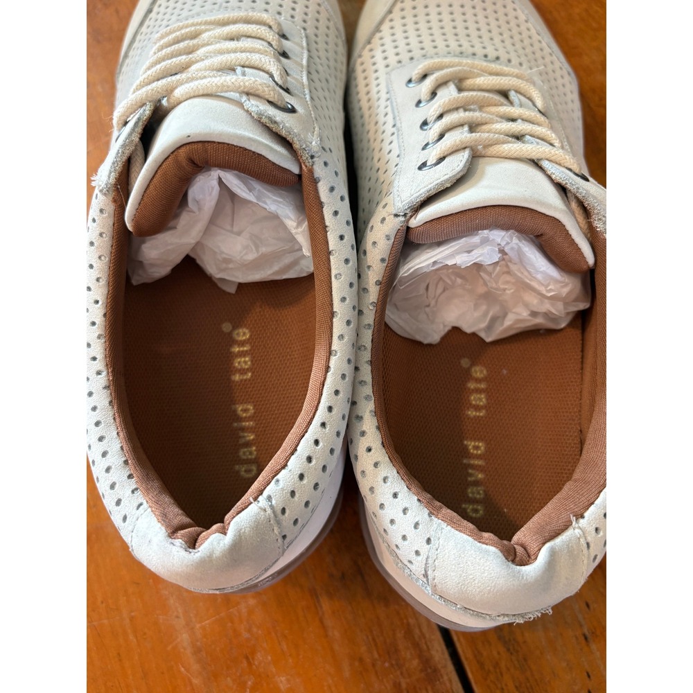 David Tate Sneakers Women's Off-White Perforated Leather Lace Up Comfort Shoes - Picture 4 of 7